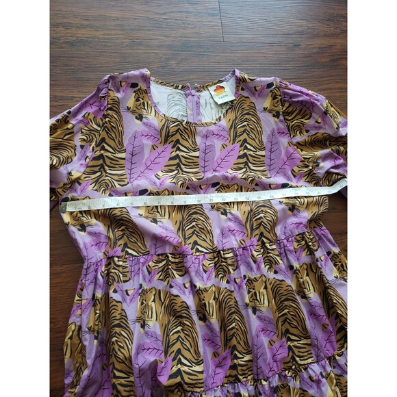 NWOT Farm Rio Purple Tigers Feminine Bohemian Artsy Chic Fairy Sun Dress Size XL - Picture 5 of 8